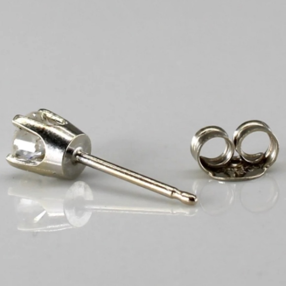 Solid 14K White Gold & Genuine Diamond Stud Earrings - Picture 8 of 11